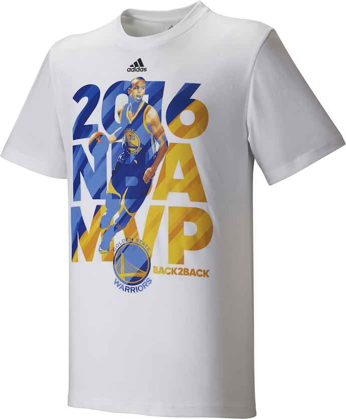為紀念金州勇士隊控球後衛 Stephen Curry今年NBA賽季再奪MVP，adidas發表Curry專屬T恤向其致敬，售價NT$1,190