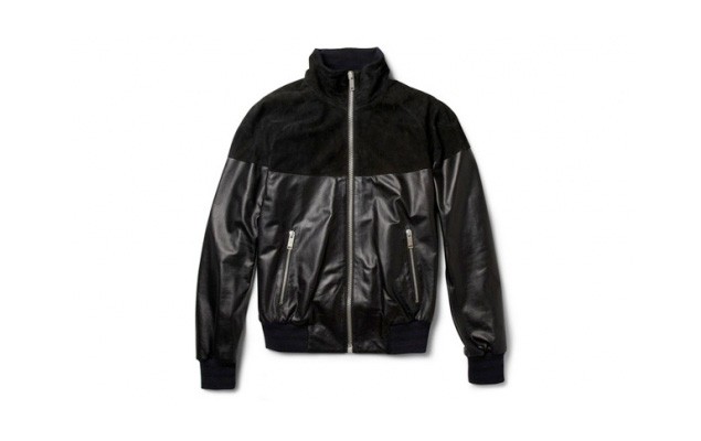 Alexander McQueen「Leather and Suede Bomber Jacket」皮革棒球外套