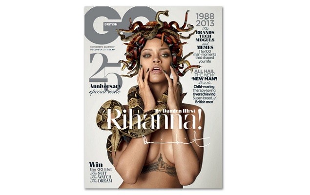 Rihanna 擔綱《GQ》25 週年 紀念雜誌封面女郎 by Damien Hirst