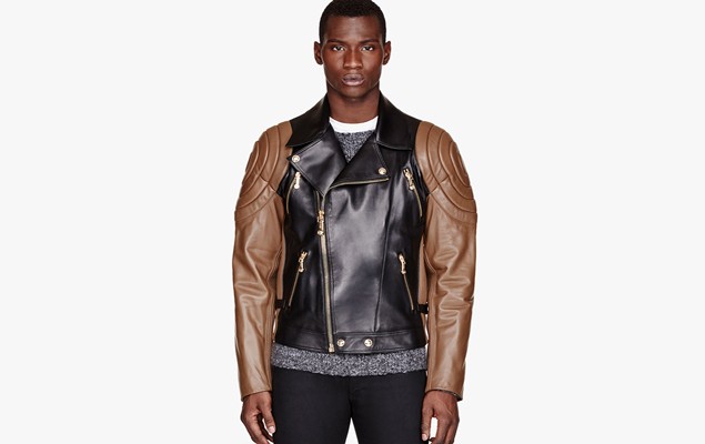 Versace Black & Brown Quilted Leather Jacket 新作拼色皮革夾克