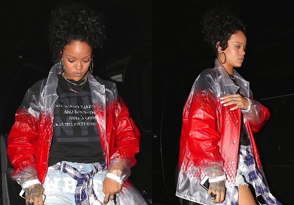 Rihanna 公開著用 Off-White 女裝系列以及 C.E 風衣夾克