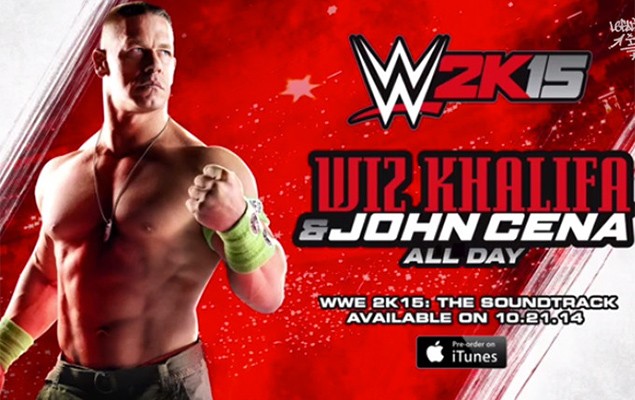 知名歌手 Wiz Khalifa 與摔角巨星 John Cena 聯手打造 WWE 2K15 遊戲歌曲！
