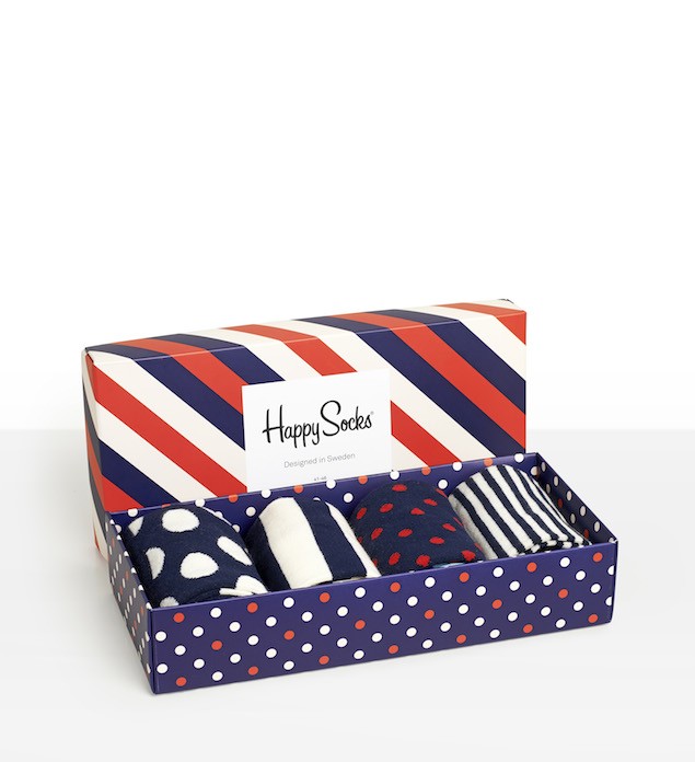 Happy Socks_14FW_Gift Pack_4 Pairs Socks 經典禮盒_紅藍白斜紋_$1,480(展開)