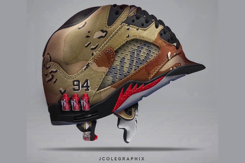 最狂安全帽．Jeff Cole 打造 Supreme x Air Jordan V 概念式樣