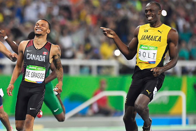 世界最速男 Usain Bolt 200M 預賽險被超車，笑著向第二名表示：你竟敢來陰的哈！