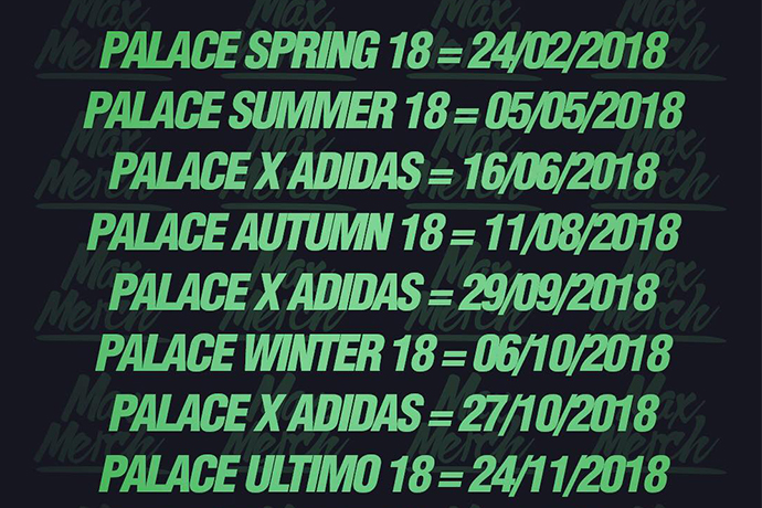 Palace Skateboards 2018 販售時間計畫全公佈！