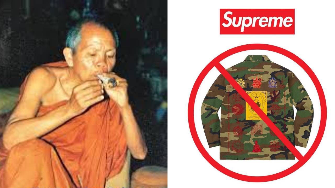 侵泰國聖僧肖像侵大了！Supreme 單品把「龍婆坤」抽菸照放背後惹爭議，泰國國家佛教辦公室正式採取法律行動！