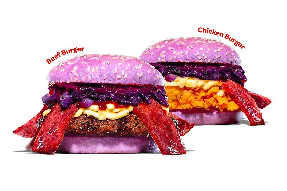 看好了世界！               「漢堡王」只示範一次                   全新推出“紫色漢堡”